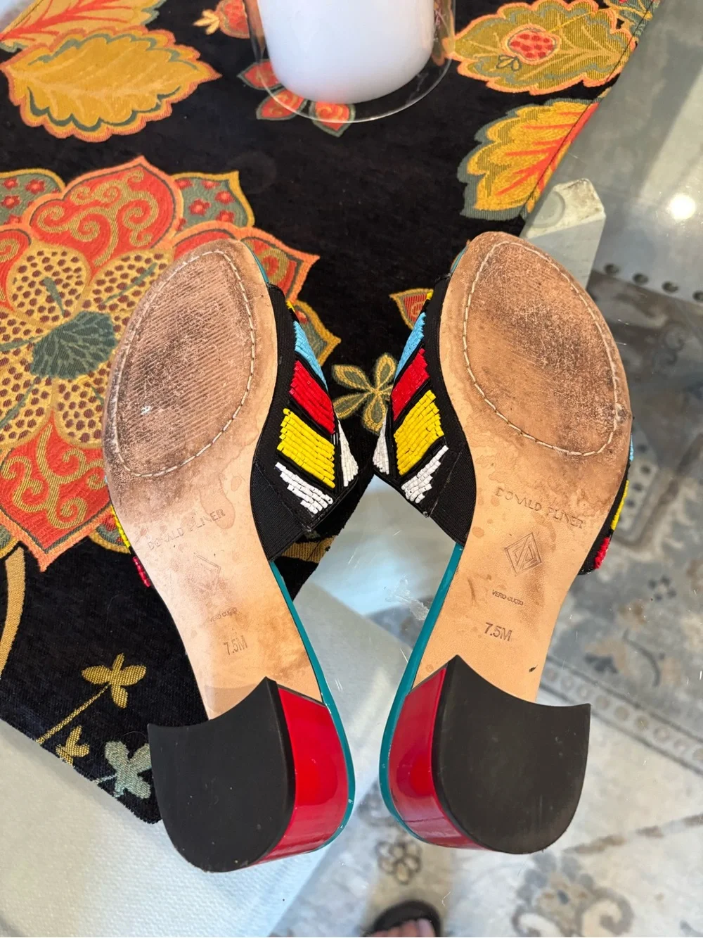 Donald Pliner Cuoio Multicolor Beaded Slide Mules